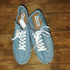 Steve‎ Madden Tamilyn Chambray Denim Espadrille Platform Sneakers Size 9 NWT*